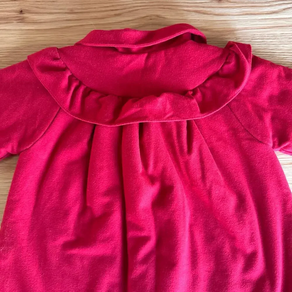 Patachou Girls Red Ruffle Collar Bow Detail Dress Coat Size 3Y
